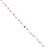 Collier main de Fatma dorée tourmaline et quartz rose 60 cm