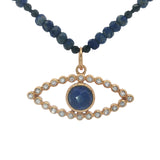 Collier doré oeil avec lapis lazulis 60 cm