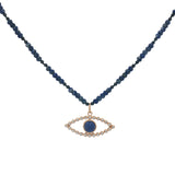 Collier doré oeil avec lapis lazulis 60 cm