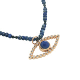 Collier doré oeil avec lapis lazulis 60 cm