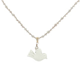 Collier doré colombe taillée dans du quartz citron perles de culture 50 cm