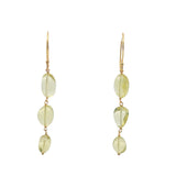 Boucles d'oreilles pendantes dorées trio de quartz citron