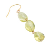 Boucles d'oreilles pendantes dorées trio de quartz citron