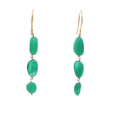 Boucles d'oreilles pendantes dorées trio d'onyx verte