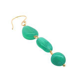 Boucles d'oreilles pendantes dorées trio d'onyx verte