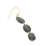 Boucles d'oreilles pendantes dorées trio de quartz fumé