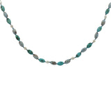 Collier doré en multi turquoise et perles de cultures 75 cm