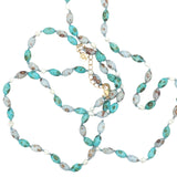 Collier doré en multi turquoise et perles de cultures 75 cm