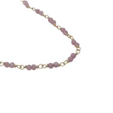 Collier doré avec duo tourmaline rose 75 cm