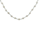 Collier doré alternance petites et grandes perles de culture avec noeuds turquoise 38 cm