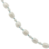 Collier doré alternance petites et grandes perles de culture avec noeuds turquoise 38 cm