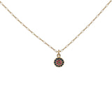 Collier doré médaille ronde zircons 38 cm