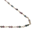 Collier doré avec duo multi tourmaline 75 cm