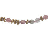 Collier doré mix perles roses avec couronnes dorées 75 cm
