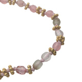 Collier doré mix perles roses avec couronnes dorées 75 cm