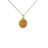 Gold necklace with hammered medal "You &amp; Me"