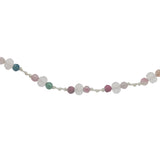 Collier doré cordon blanc avec tourmaline et pierre de lune 42 cm