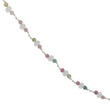 Collier doré cordon blanc avec tourmaline et pierre de lune 42 cm
