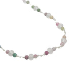 Collier doré cordon blanc avec tourmaline et pierre de lune 42 cm