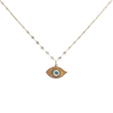 Collier doré oeil avec nacre et zircons 42 cm