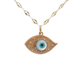 Collier doré oeil avec nacre et zircons 42 cm