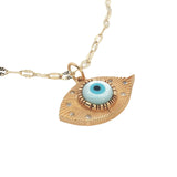 Collier doré oeil avec nacre et zircons 42 cm