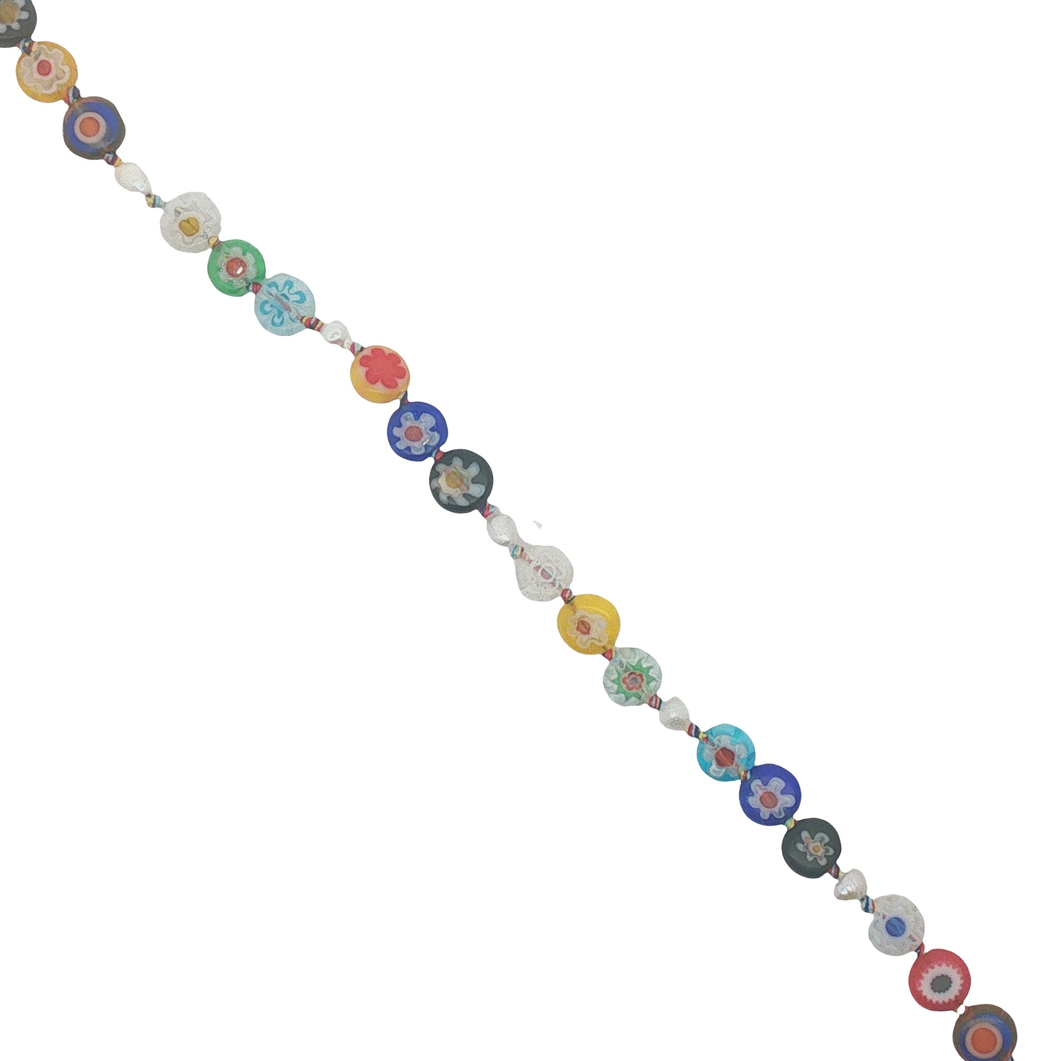 Collier doré perles multicolores avec fleurs et perles de culture 75 cm