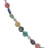 Collier doré perles multicolores avec fleurs et perles de culture 75 cm