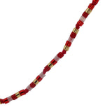 Collier doré perles Miyuki rouges et roses 38 cm