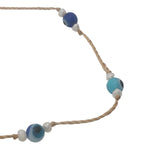 Collier sur fil doré avec perles colorées oeil et perles d'eau douce