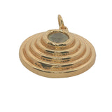 Charms doré médaillon rond avec cercles et prehnite