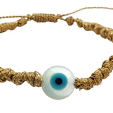 Gold cord bracelet with mother-of-pearl eye