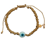 Gold cord bracelet with mother-of-pearl eye