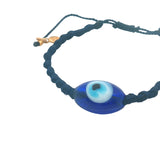 Navy blue cord bracelet with blown glass eye