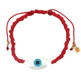 Red cord bracelet with mother-of-pearl eye