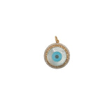 Charms doré médaillon avec oeil en nacre et zircons