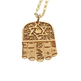 Collier doré Main de Fatma étoile de david 50 cm