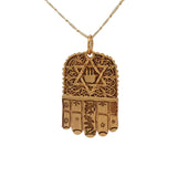 Collier doré Main de Fatma étoile de david 50 cm
