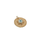 Charms doré médaille texturée avec étoile de David en nacre