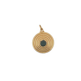 Charms doré médaillon rond avec cercles et onyx noire