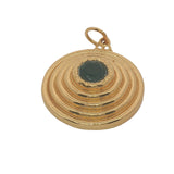 Charms doré médaillon rond avec cercles et onyx noire