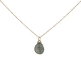 Collier doré labradorite ovale avec boules dorées 42 cm
