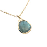 Collier doré labradorite ovale avec boules dorées 42 cm