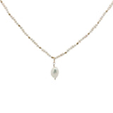 Collier doré perles de culture et perles dorées 42 cm