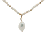 Collier doré perles de culture et perles dorées 42 cm