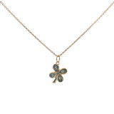 Gold clover stone and zircon necklace