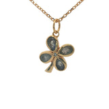 Gold clover stone and zircon necklace