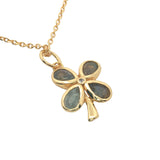 Gold clover stone and zircon necklace