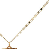 Collier doré plaque double oeil avec zircons 50 cm