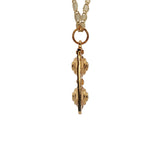 Collier doré plaque double oeil avec zircons 50 cm